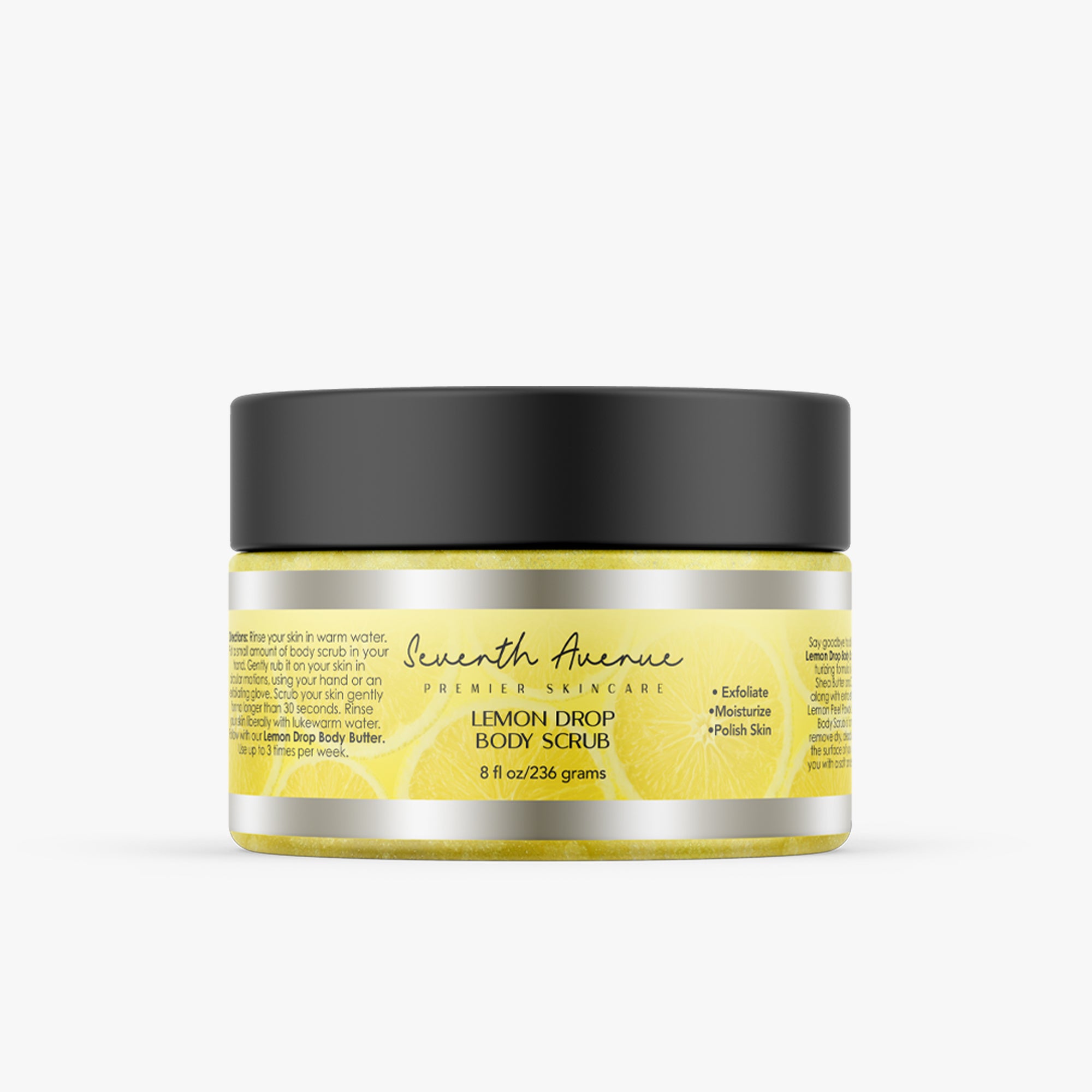 Lemon Drop Vegan Exfoliating Body Scrub with Coconut & Shea Butter for Smooth Skin Repair