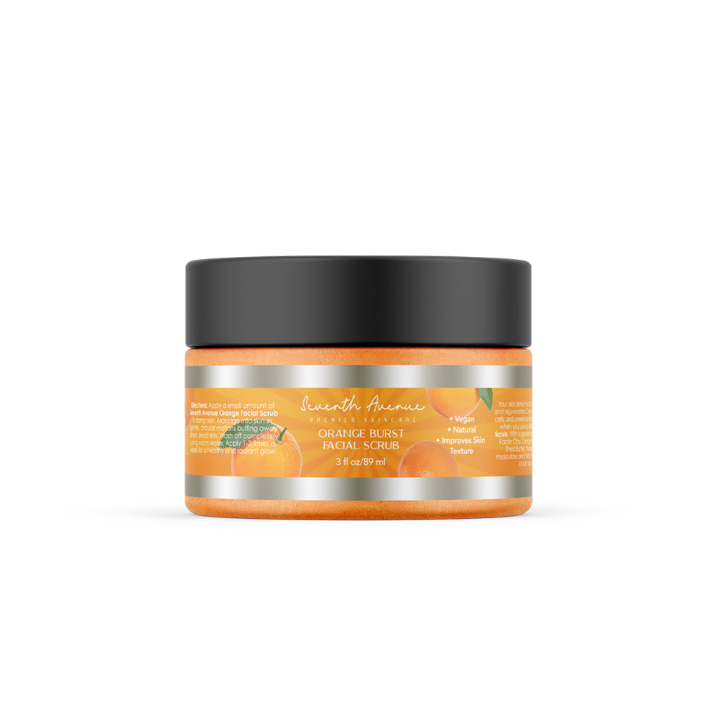 Orange Burst Vegan Sugar Facial Scrub with Orange Peel Powder, Sweet Orange Essential Oil & White Kaolin Clay