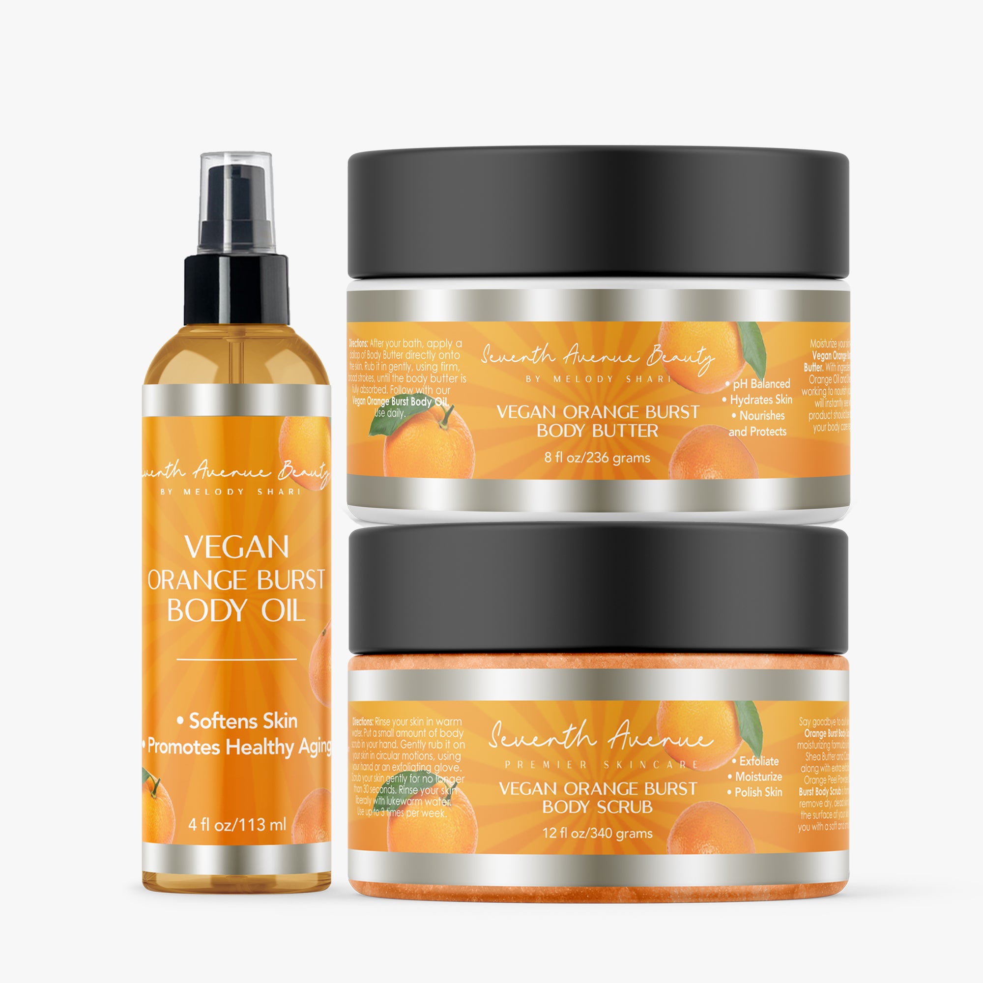 Orange Burst Trio-Butter, Scrub, Oil