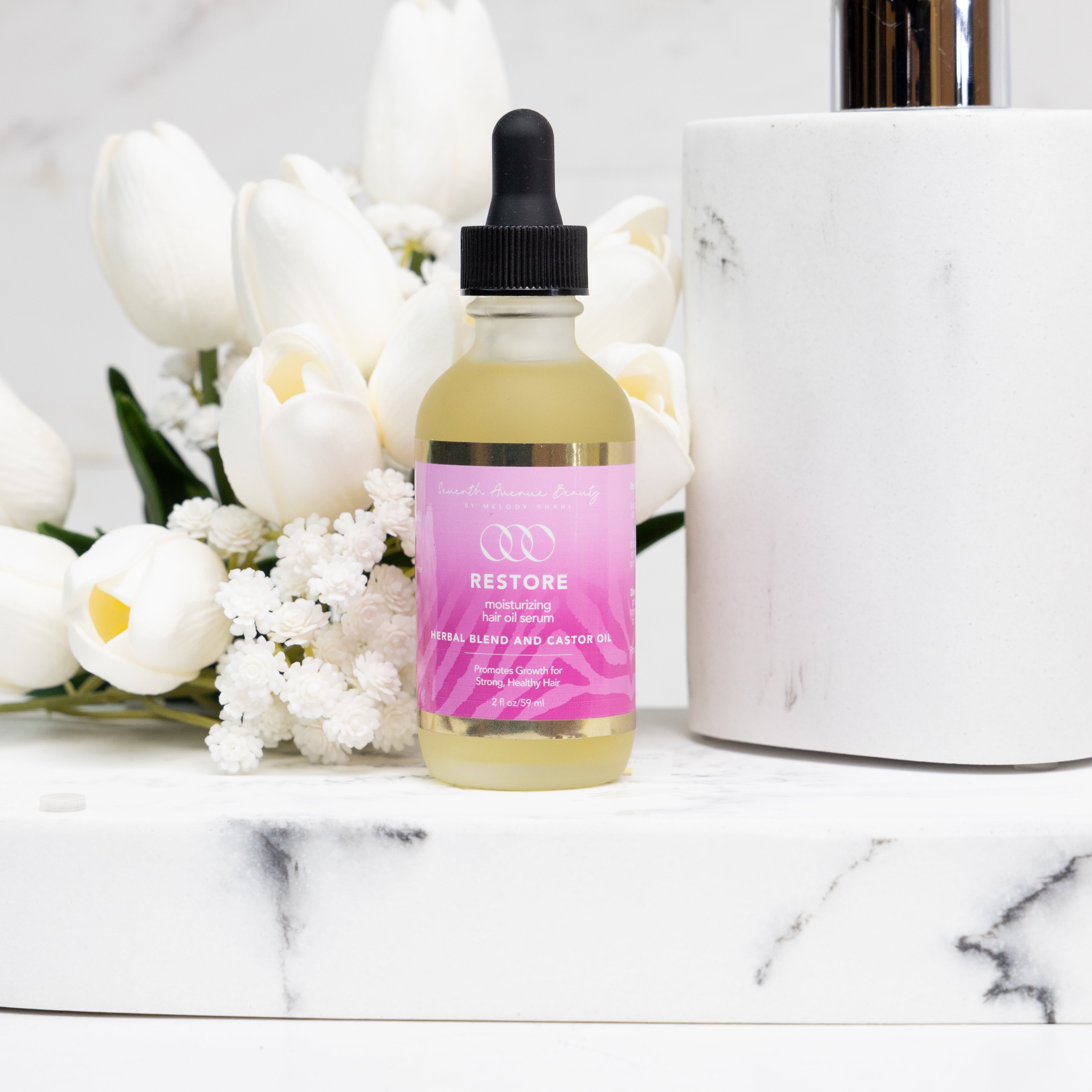 Restore - Moisturizing Vegan Haircare Growth Serum with Herbal Blend, Castor Oil, Eucalyptus Oil for Dandruff & Dry Scalp Relief