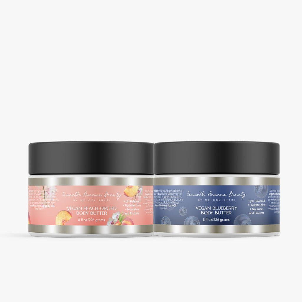 Vegan Peach Orchid + Blueberry Body Butter Duo