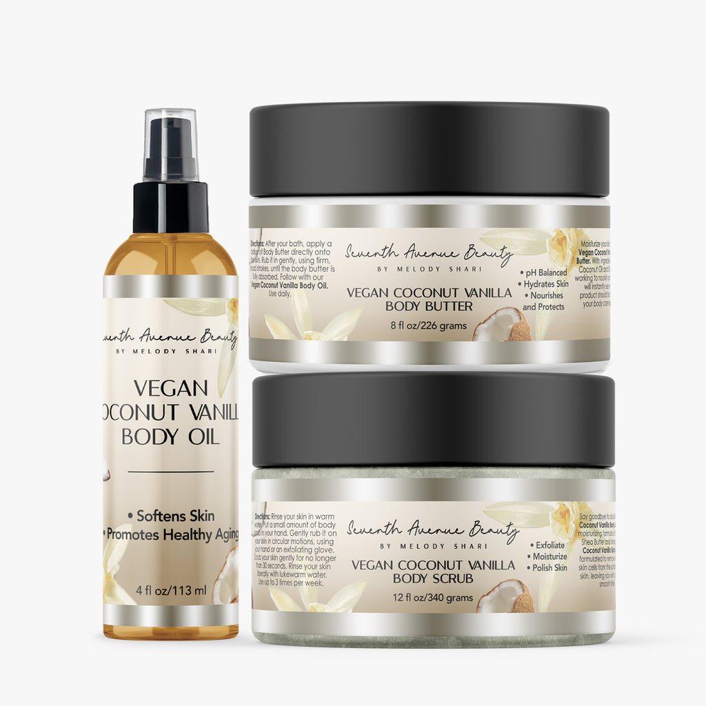 Coconut Vanilla Trio-Butter, Scrub, Oil