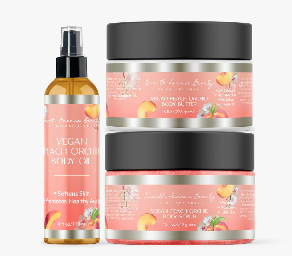 Trio Peach-Butter, Scrub & Oil