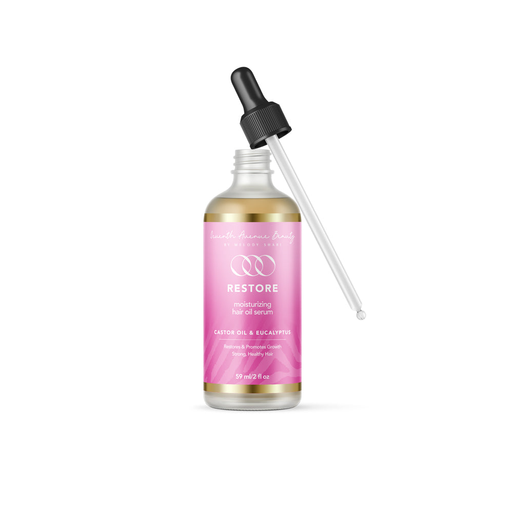 Restore - Moisturizing Vegan Haircare Growth Serum with Herbal Blend, Castor Oil, Eucalyptus Oil for Dandruff & Dry Scalp Relief