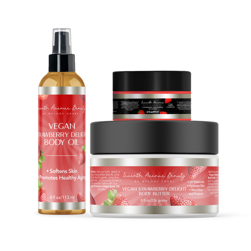 Strawberry Trio-Butter, Oil, and Lip Scrub