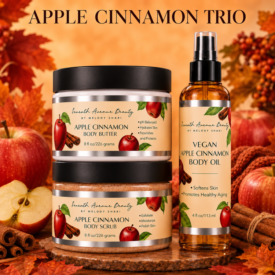 Apple Cinnamon Trio body butter, body scrub, and body oil