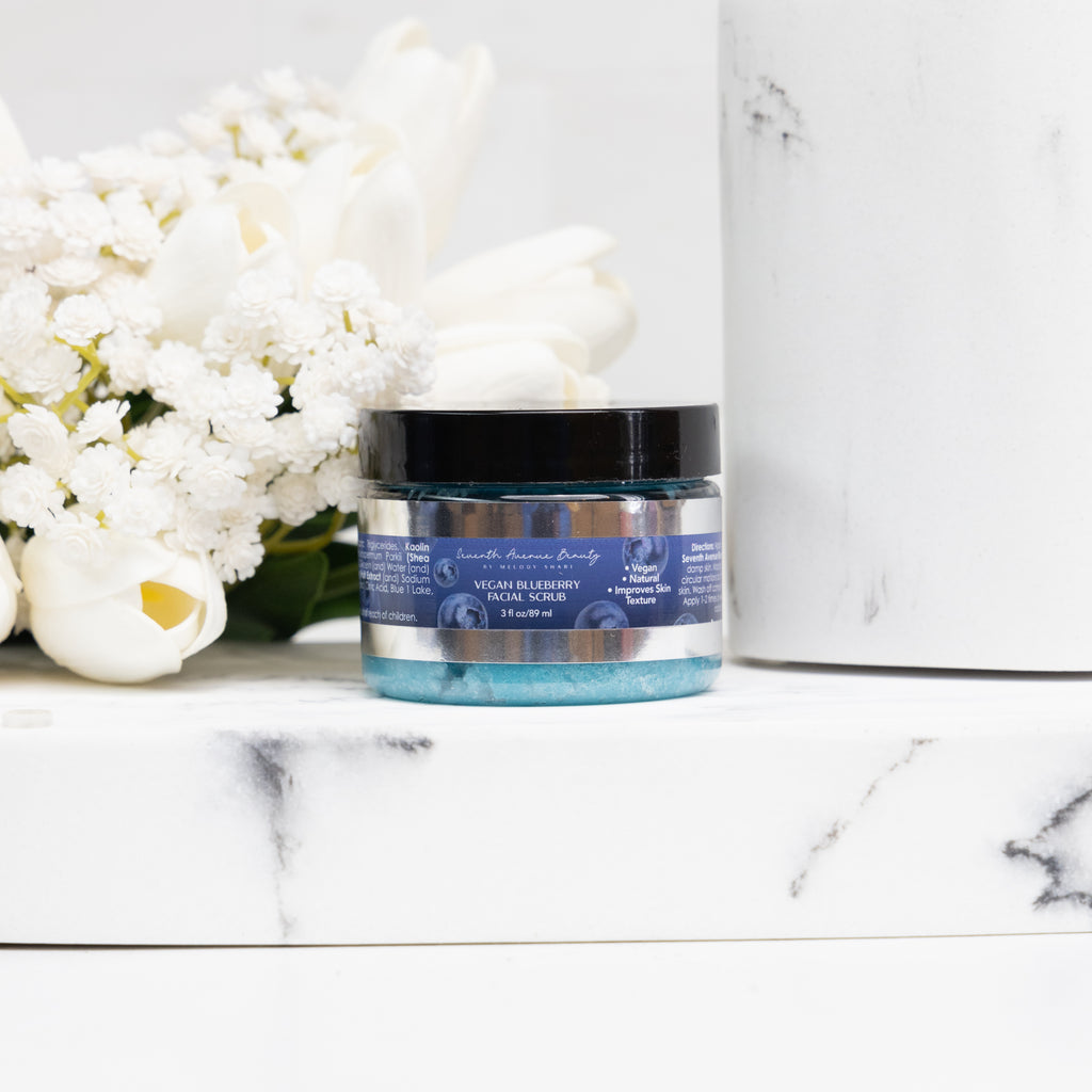 Blueberry  Vegan Facial Sugar Scrub with Blueberry Extract, White Kaolin Clay & shea Butter