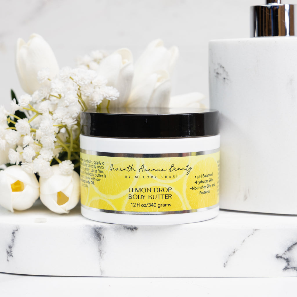 Lemon Drop Vegan Body Butter with Shea Butter, Coconut Oil & Aloe for Skin Repair