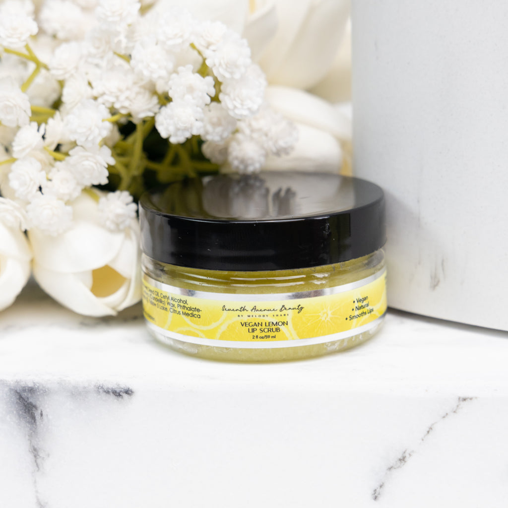 Lemon Drop Vegan Lip Scrub with Castor Oil, Lemon Peel Granules & Vitamin E